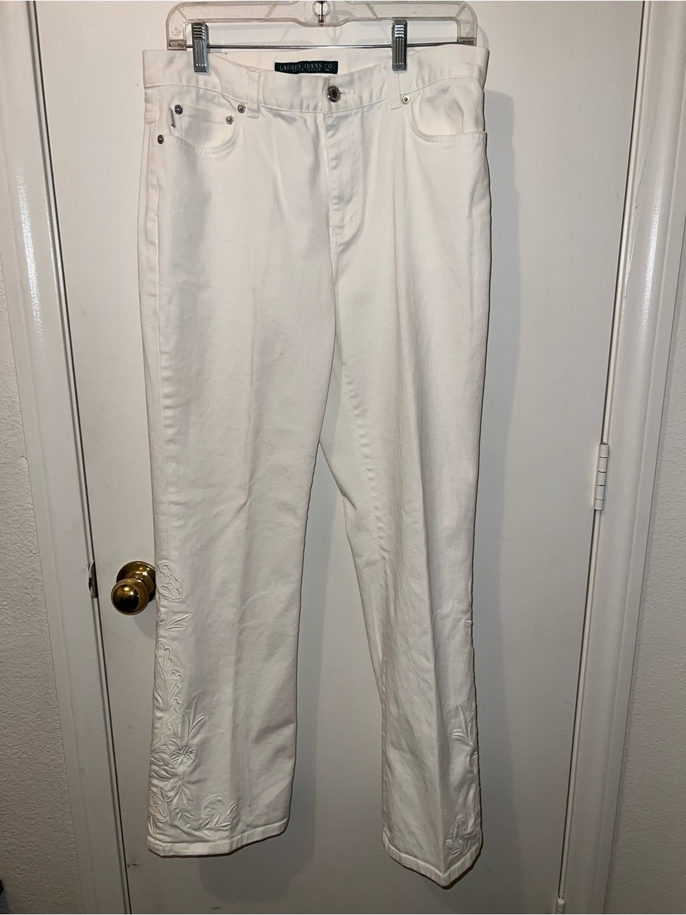 Ralph Lauren white Jeans with Hem Embroidery